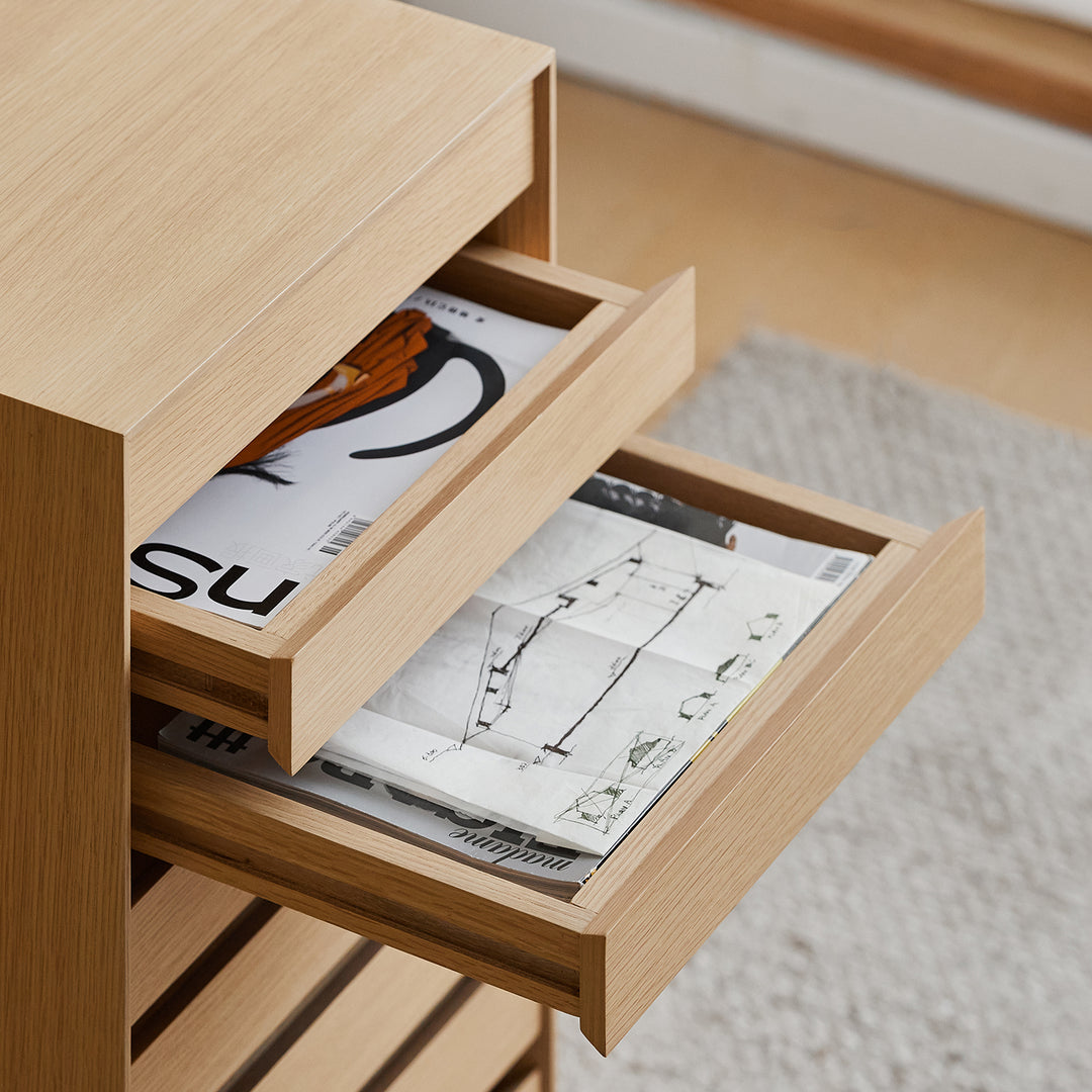 Minimalist ash wood veneer chest of 7 drawers lucy color swatches.