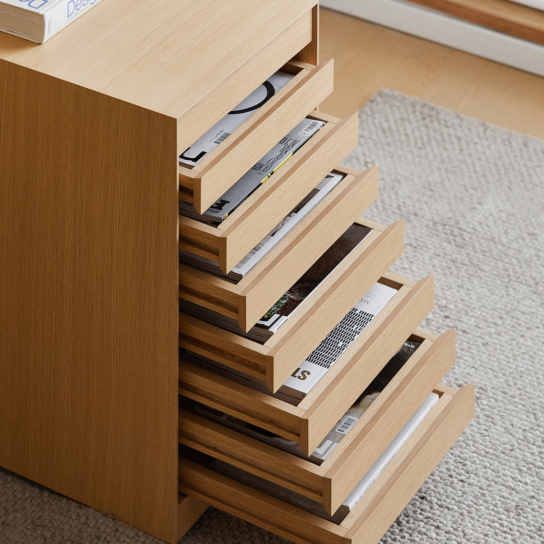 Minimalist ash wood veneer chest of 7 drawers lucy in real life style.