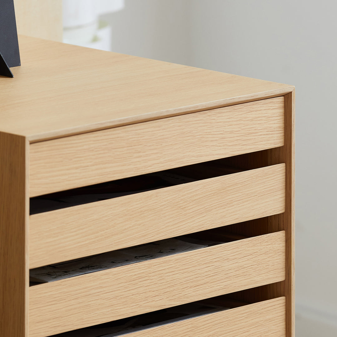 Minimalist ash wood veneer chest of 7 drawers lucy in details.