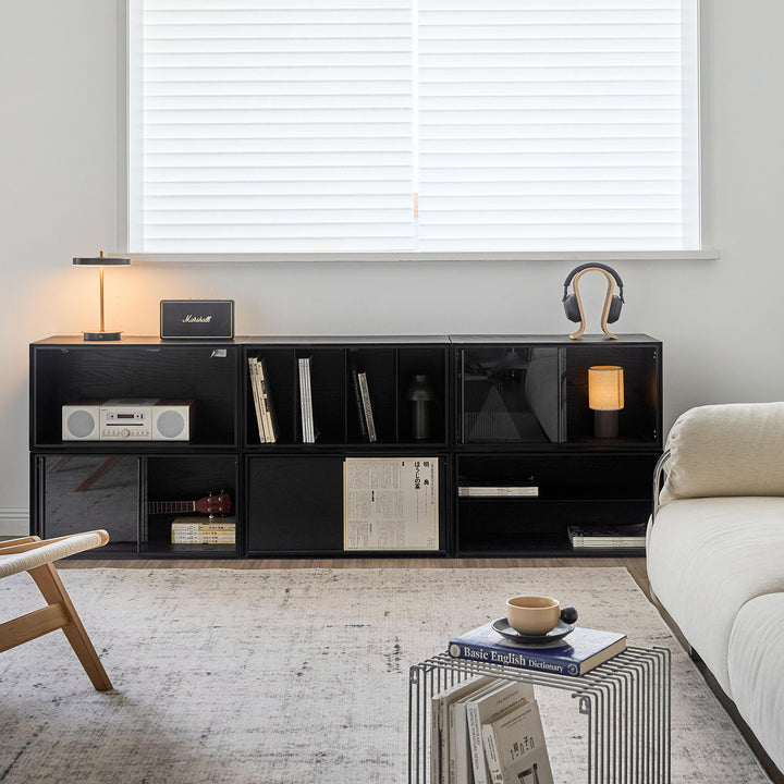 Minimalist ash wood veneer modular cabinet shadow size charts.