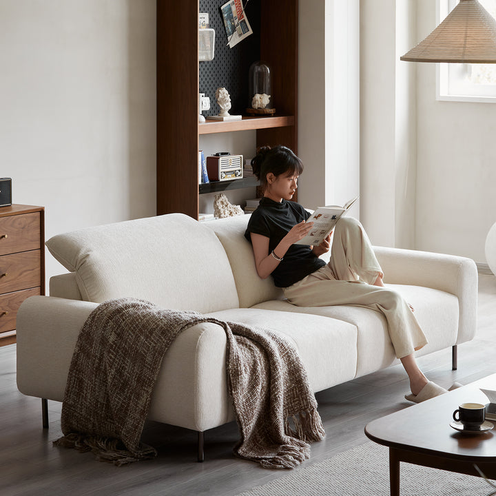 Minimalist chenille velvet fabric 3 seater sofa drift material variants.