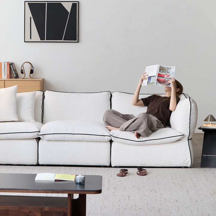 Minimalist chenille velvet fabric 4 seater sofa cloud size charts.