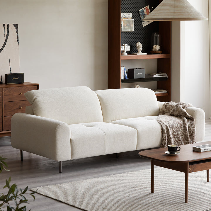 Minimalist chenille velvet fabric 4 seater sofa drift primary product view.