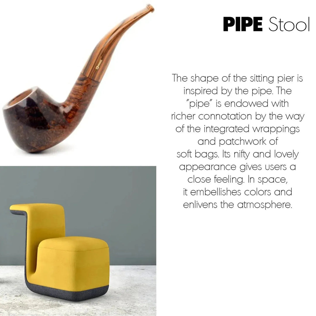 Contemporary fabric ottoman pipe material variants.