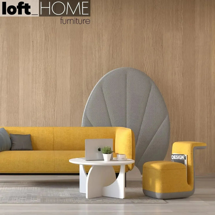 Contemporary fabric ottoman pipe in details.