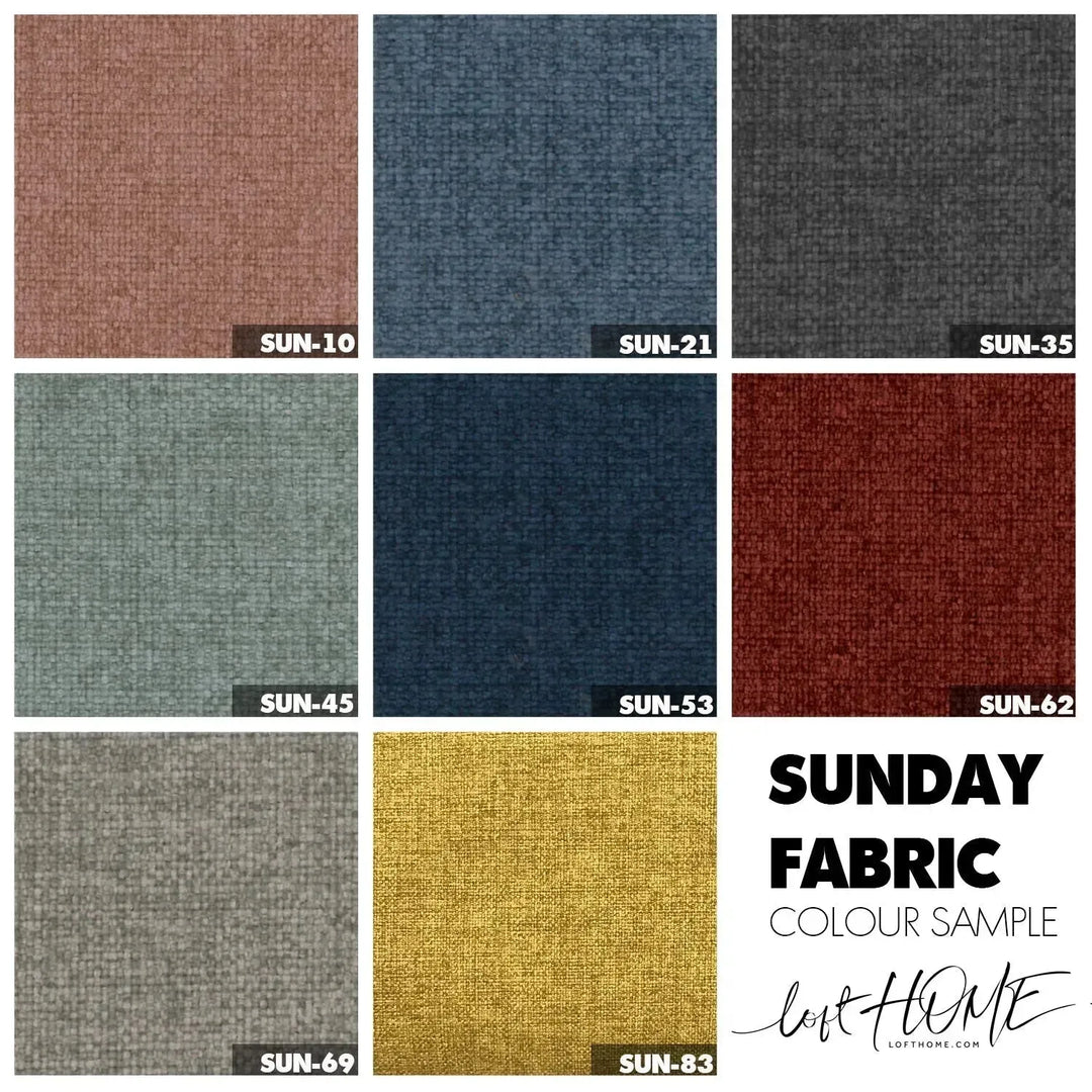 Contemporary fabric ottoman pipe color swatches.