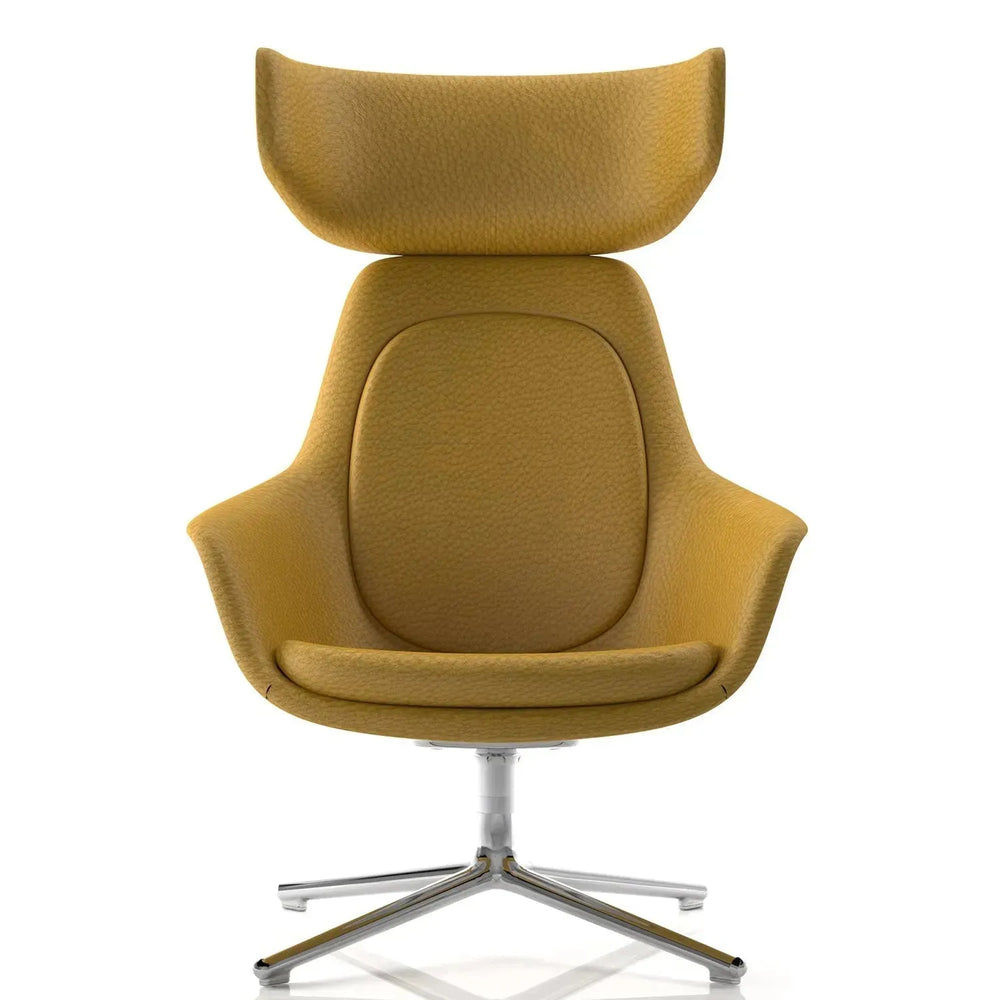 Modern fabric and leather 1 seater sofa alger in white background.