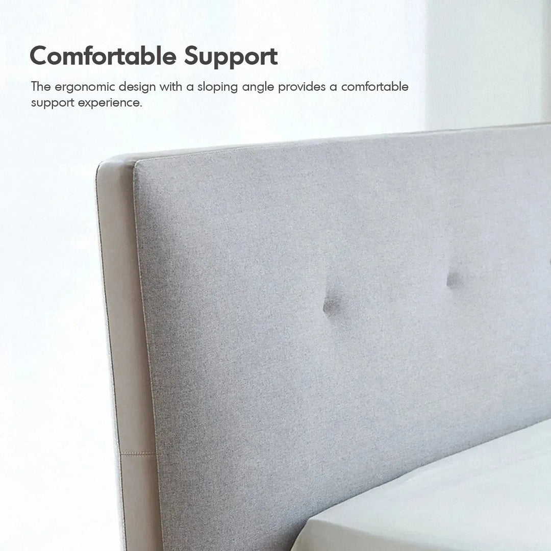 Minimalist fabric bed charles in details.