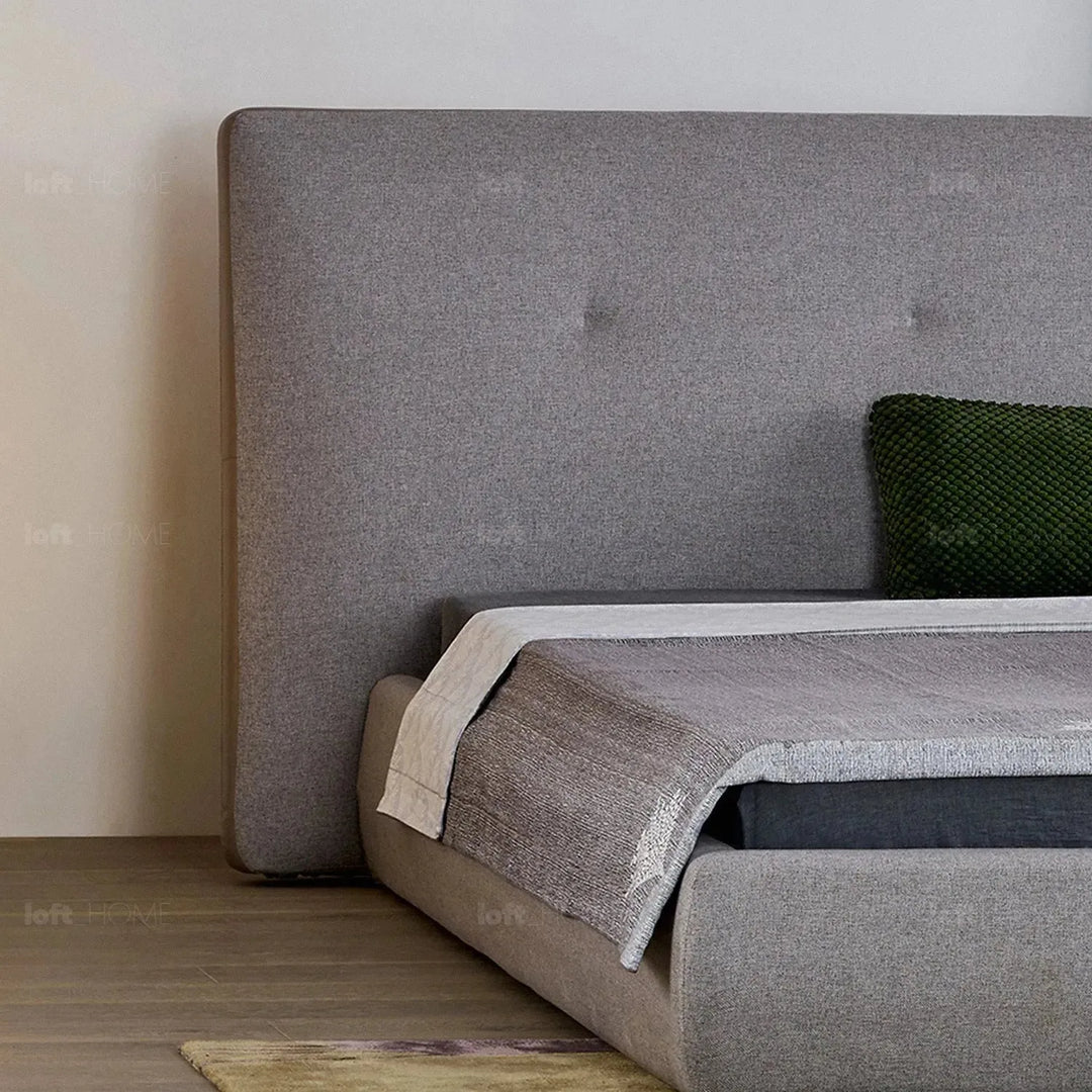 Minimalist fabric bed charles situational feels.