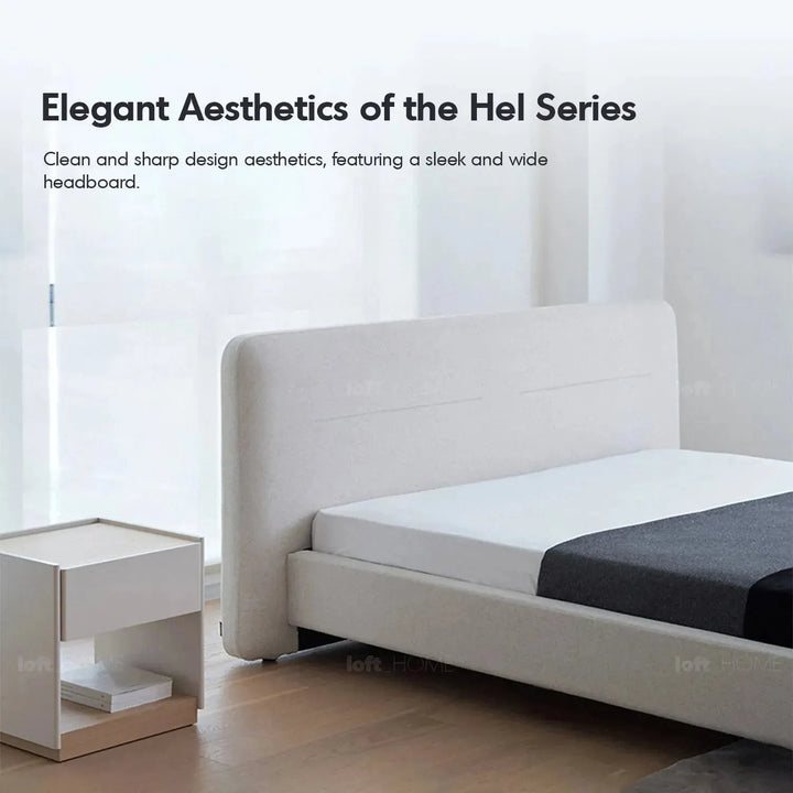Minimalist fabric bed hel in real life style.