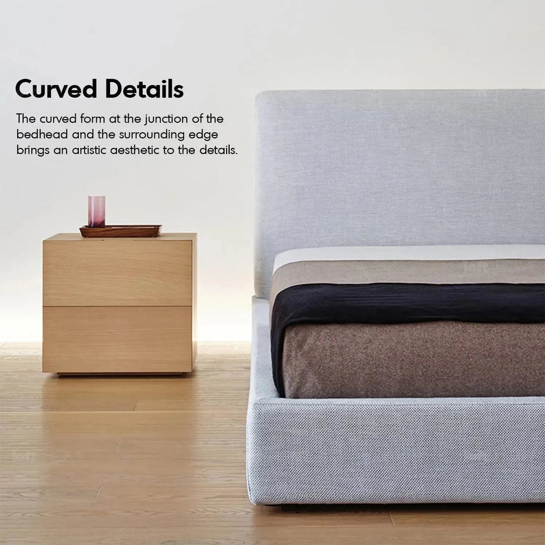 Minimalist fabric bed lines in details.