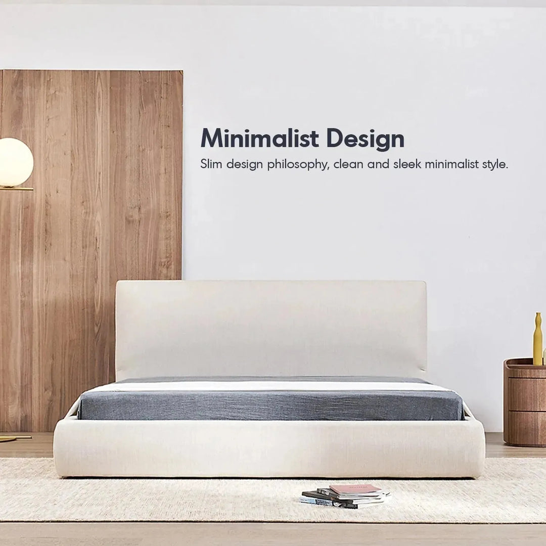 Minimalist fabric bed sino in real life style.