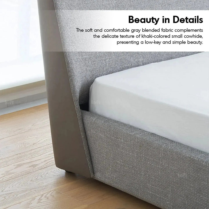 Minimalist fabric bed vaselli in real life style.