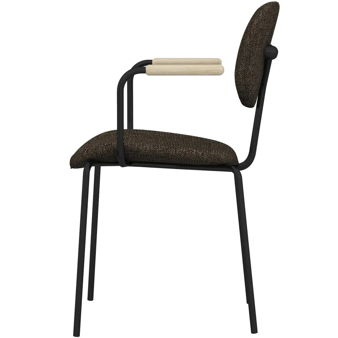 Industrial fabric dining chair et arm situational feels.