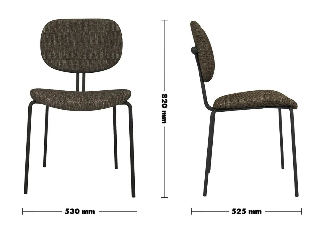 Industrial fabric dining chair et size charts.