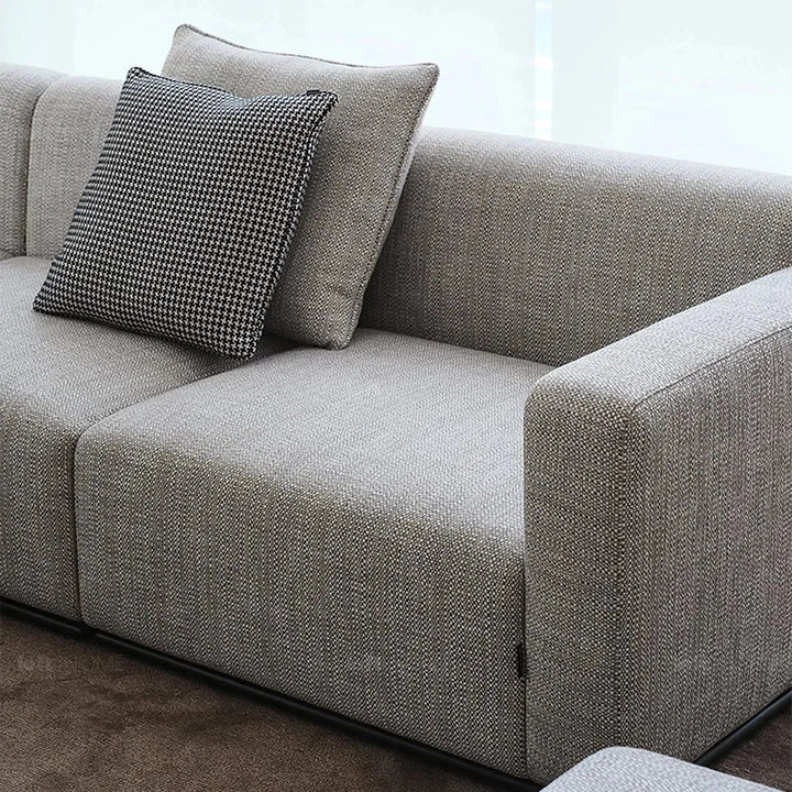 Minimalist fabric l shape sectional sofa nemo 2+l in panoramic view.