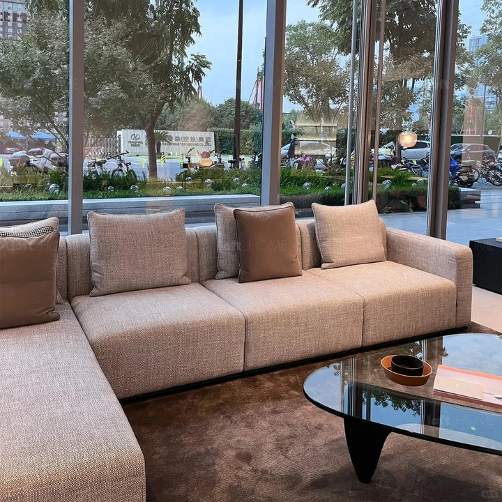 Minimalist fabric l shape sectional sofa nemo 3+l in details.