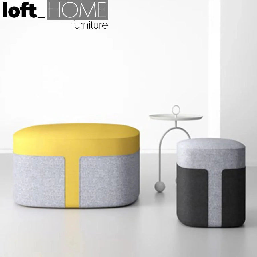 Modern fabric ottoman bag l primary product view.