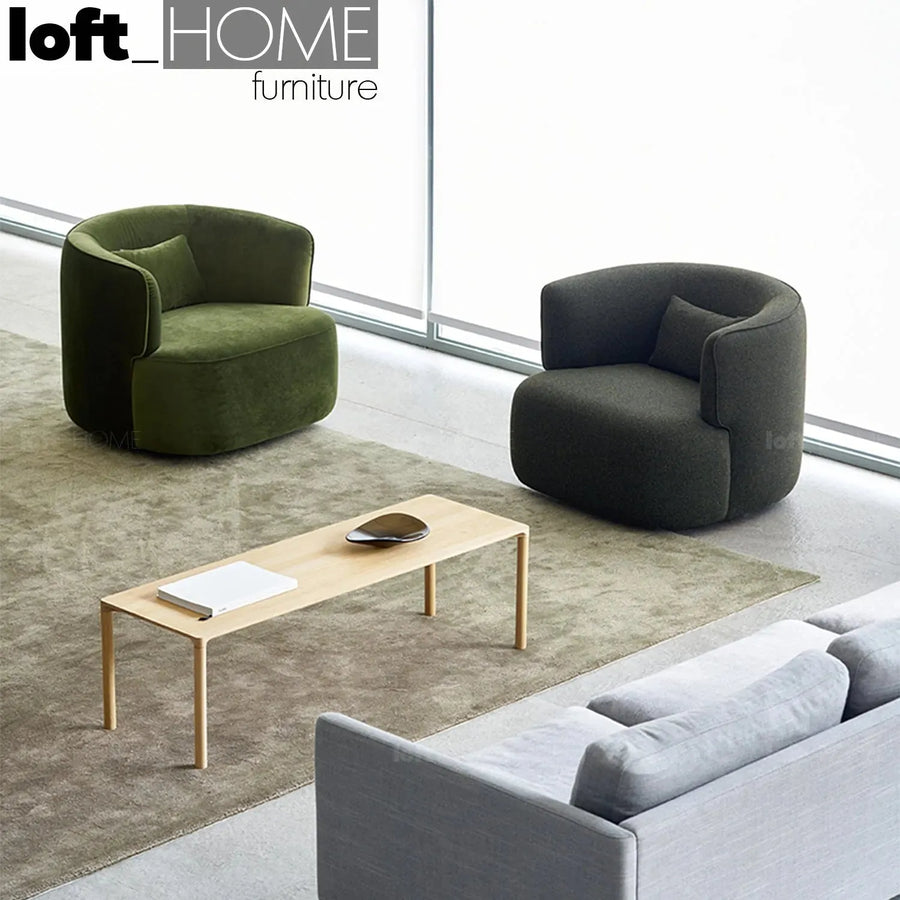 Minimalist fabric revolving 1 seater sofa heb primary product view.