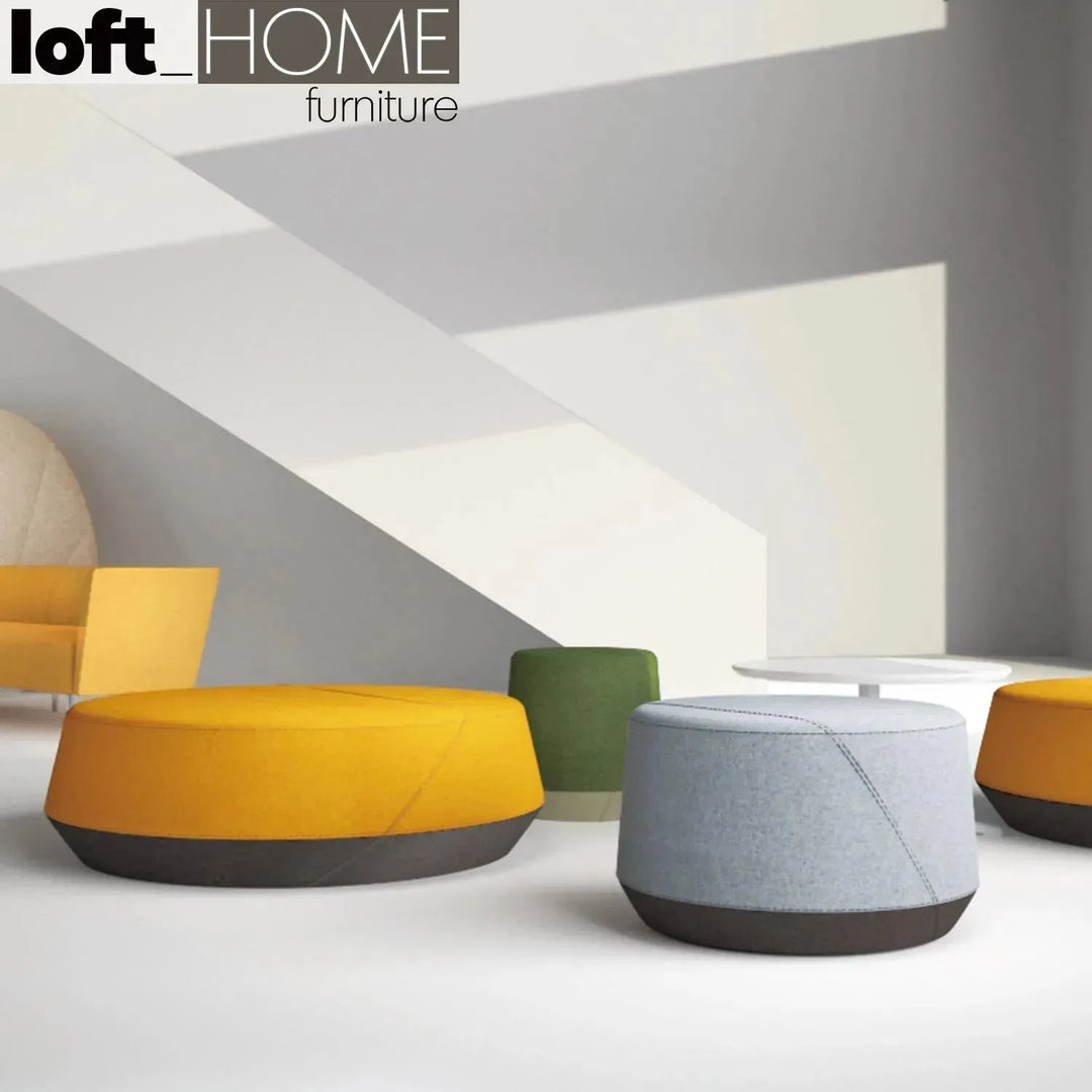 Modern fabric ottoman buono material variants.