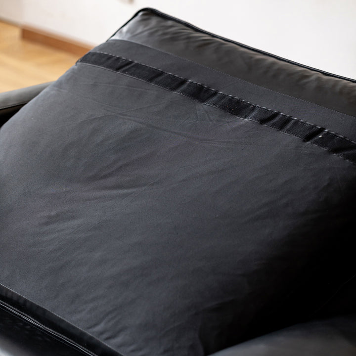 Minimalist Microfiber Leather 1 seater sofa unique in close up details.