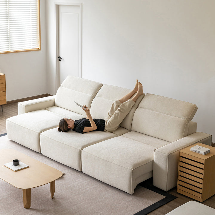 Minimalist genuine leather electric recliner 4 seater sofa bed string primary product view.