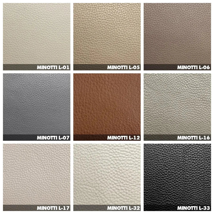 Minimalist genuine leather floating bed bence color swatches.