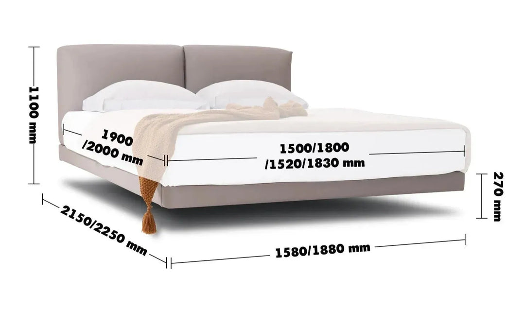 Minimalist genuine leather floating bed bence size charts.