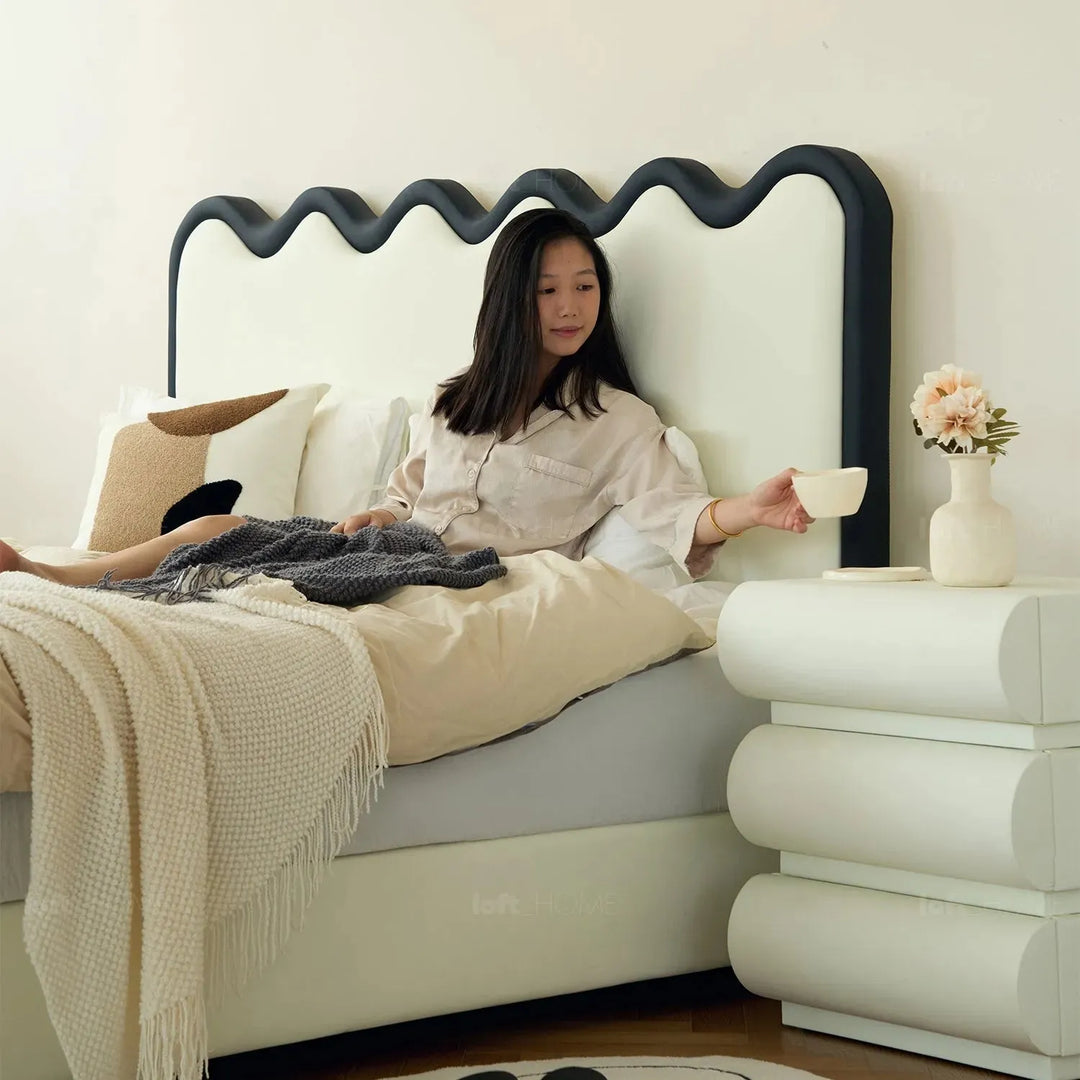 Modern leather bed ripple with context.