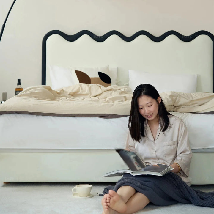 Modern leather bed ripple in real life style.