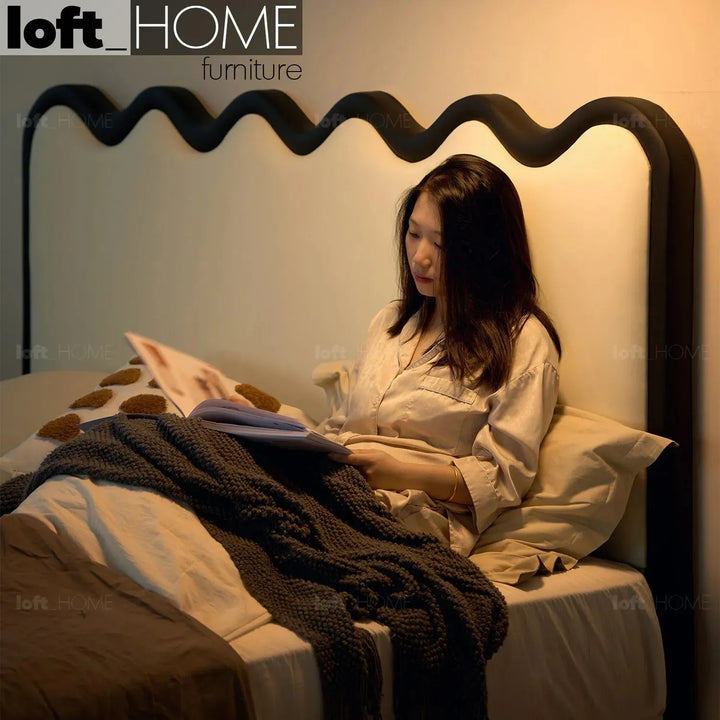 Modern leather bed ripple primary product view.