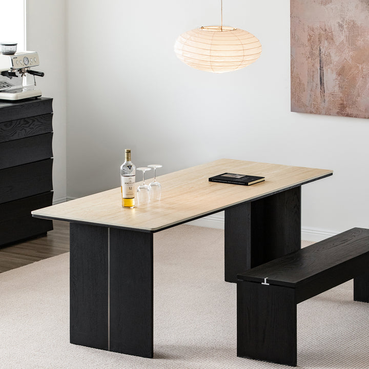 Minimalist sintered stone dining table black oslo color swatches.
