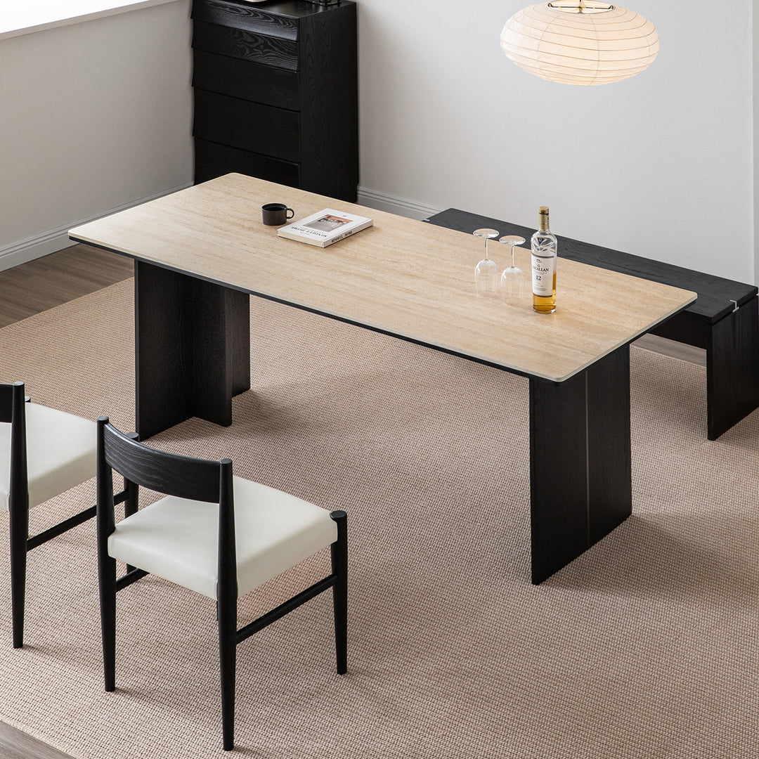 Minimalist sintered stone dining table black oslo with context.