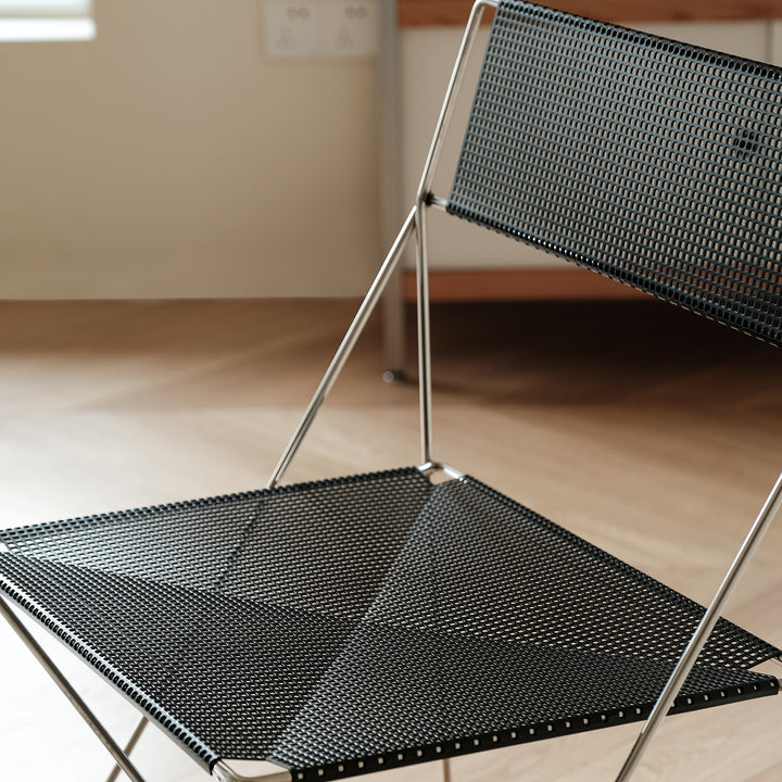 Minimalist steel dining chair x-line color swatches.