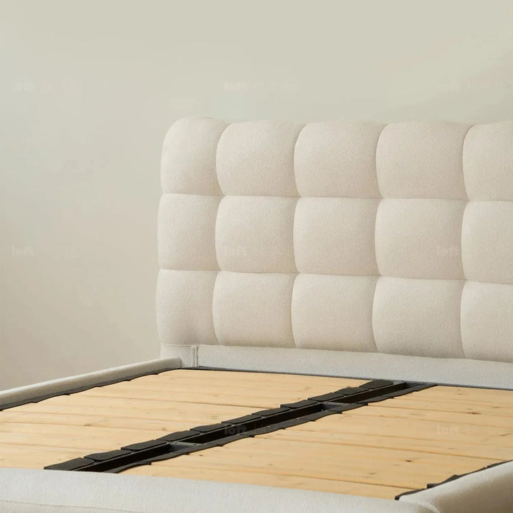 Cream teddy fabric bed bubble situational feels.