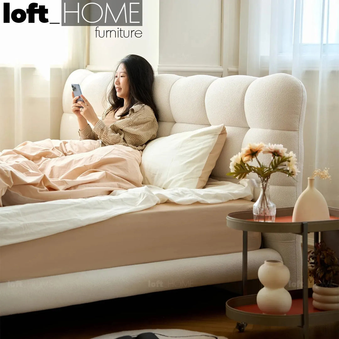 Cream teddy fabric bed bubble primary product view.