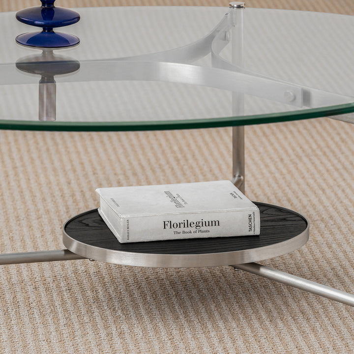 Minimalist tempered glass coffee table iceland in panoramic view.