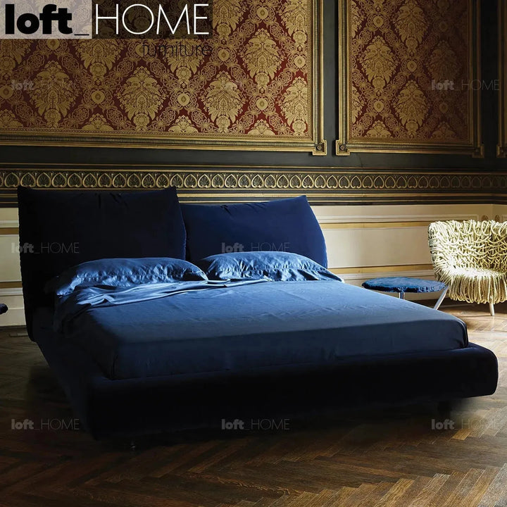 Contemporary velvet fabric bed standard detail 6.