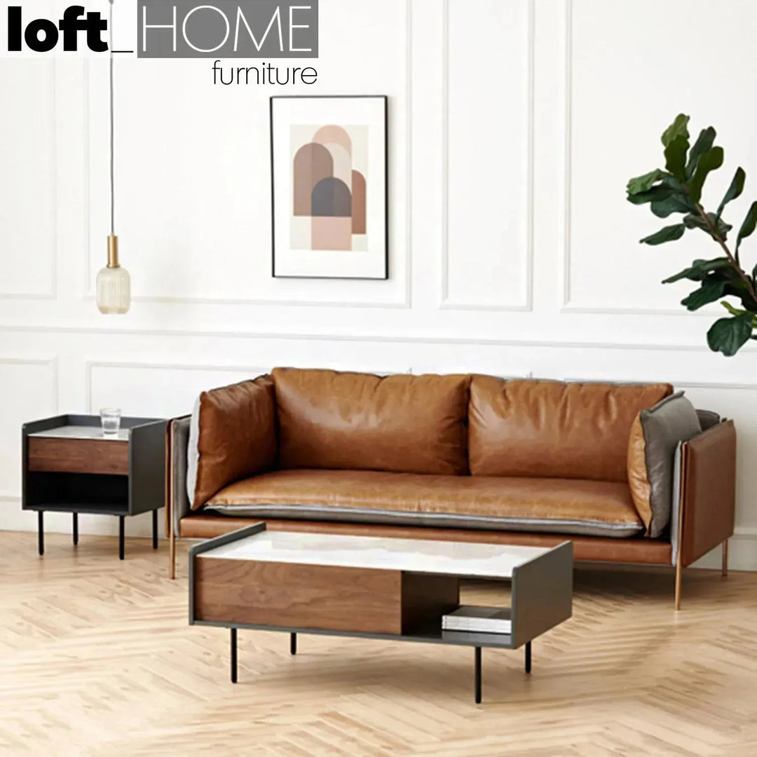 Modern ceramic coffee table alvin in panoramic view.