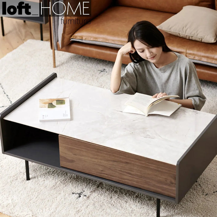 Modern ceramic coffee table alvin in details.