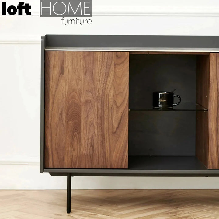 Modern ceramic side cabinet alvin in panoramic view.