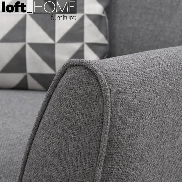 Scandinavian fabric 2 seater sofa henri in close up details.