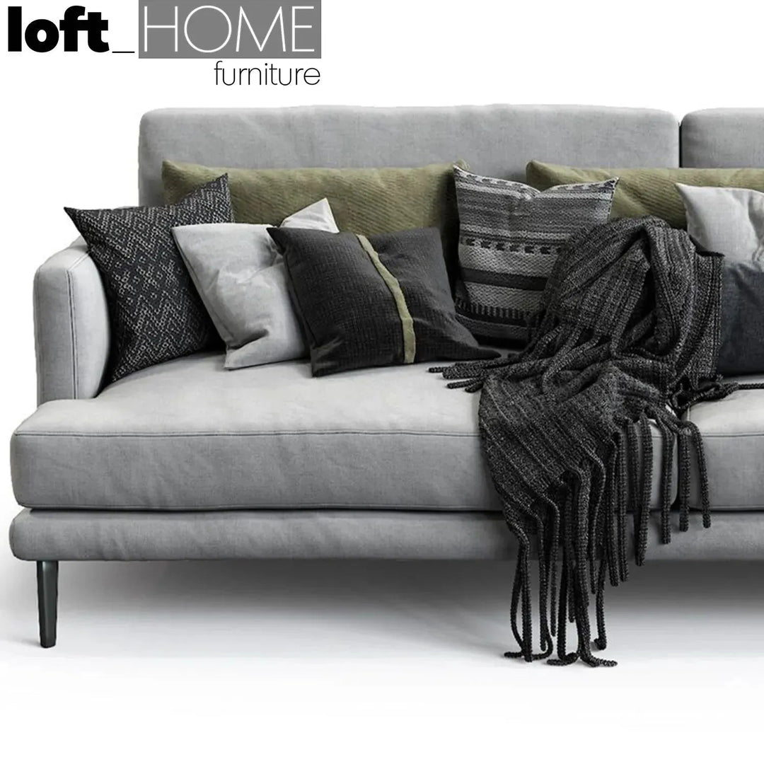 Modern fabric 2 seater sofa william in close up details.