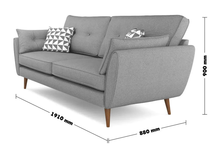 Scandinavian fabric 3 seater sofa henri size charts.