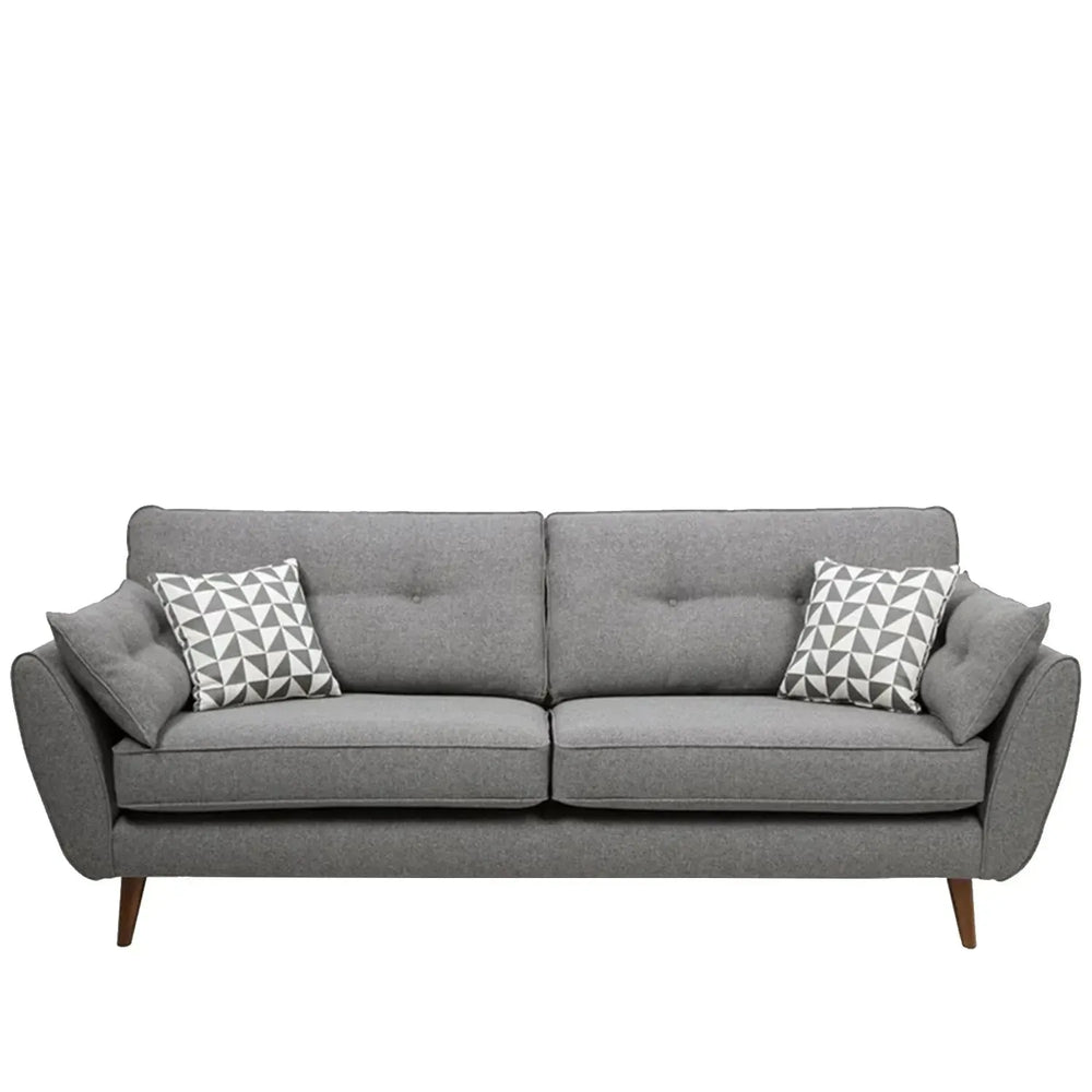 Scandinavian fabric 3 seater sofa henri in white background.