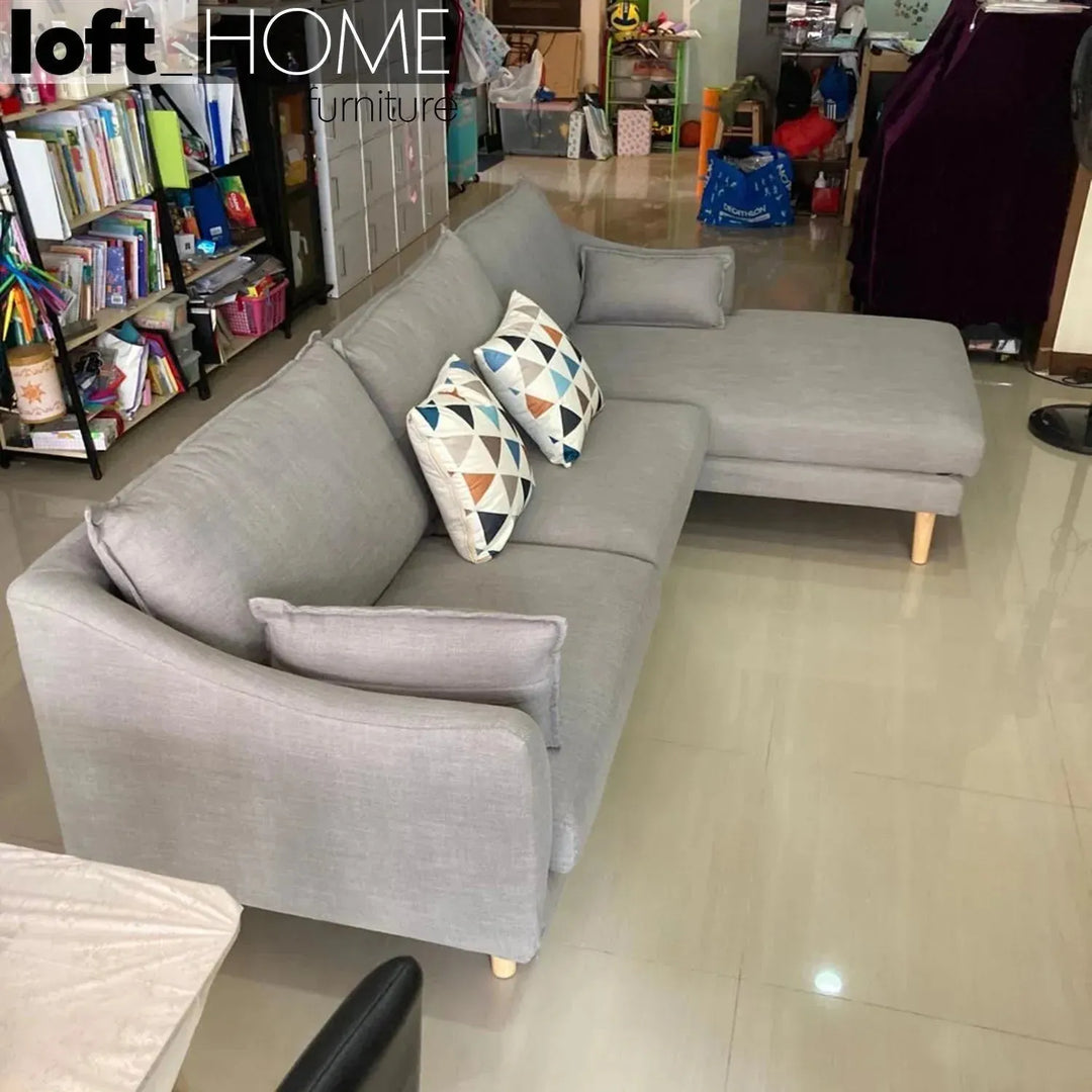 Scandinavian fabric l shape sectional sofa cammy 2+l in close up details.