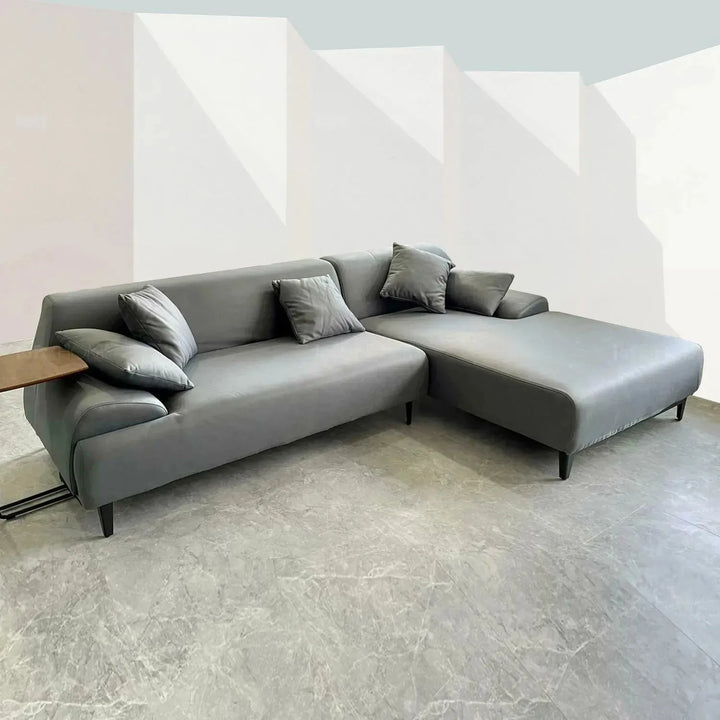 Modern fabric l shape sectional sofa cave 2+l in panoramic view.