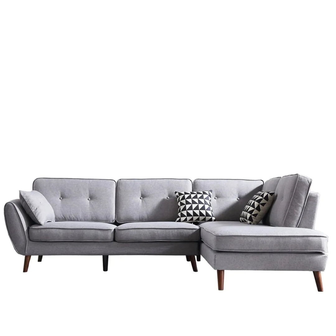 Scandinavian fabric l shape sectional sofa henri 2+l in white background.