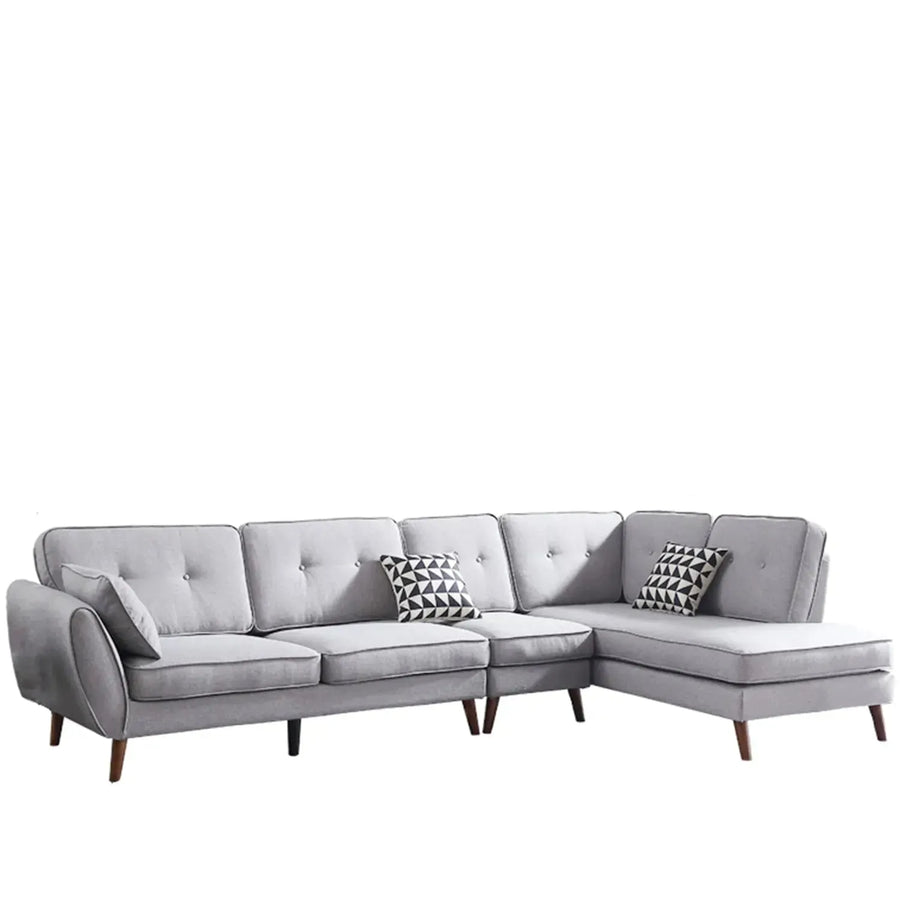 Scandinavian fabric l shape sectional sofa henri 3+l in white background.