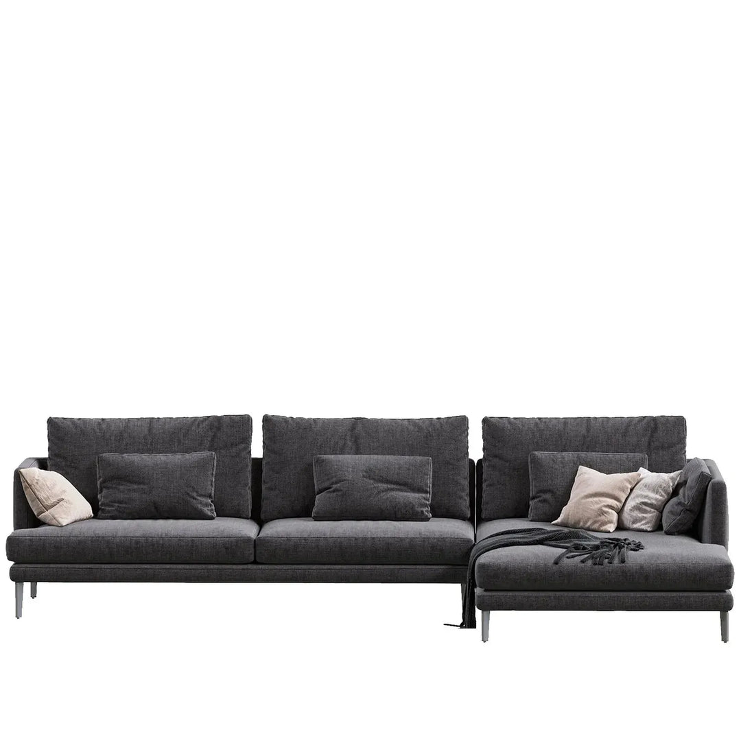 Modern fabric l shape sectional sofa william 3+l in white background.
